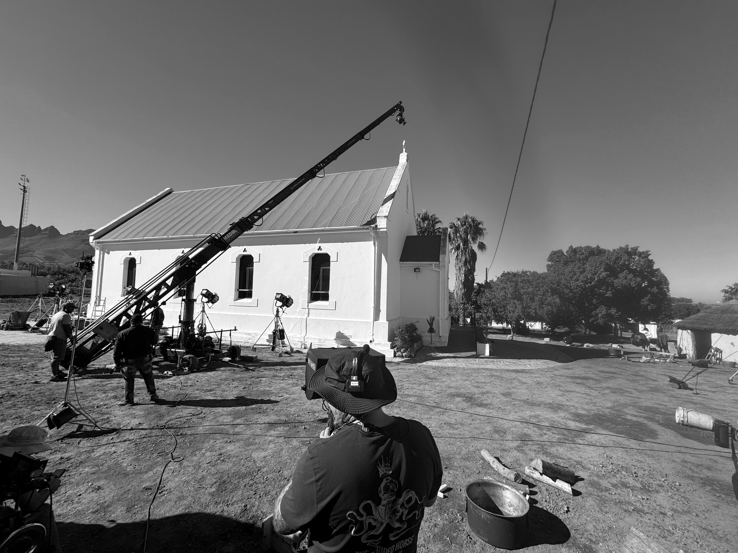 BTS Ninjas crew filming with a jib at a location shoot